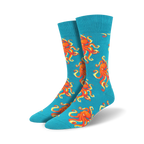 Lifestyle shot: Model wearing navy blue Socktopus socks with dark-colored shoes. The socks are visible above the shoes.