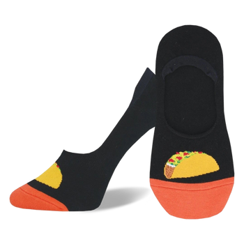 taco toesday taco themed womens black novelty liner socks