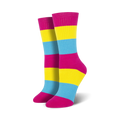 Lifestyle shot showing a person wearing the pansexual pride socks.