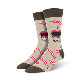 mmm bacon bacon themed mens hemp heather novelty crew socks