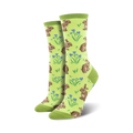 Lifestyle shot showing the lime green Relaxed Rabbit socks on a model's feet.