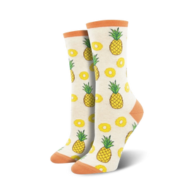 pineapple-patterned crew socks in yellow, green, and orange.   