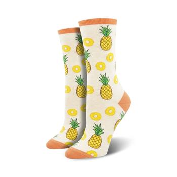 pineapple-patterned crew socks in yellow, green, and orange.   