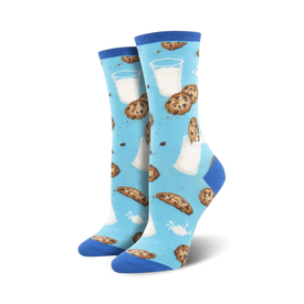 womens novelty socks with chocolate chip cookies and milk cartoon pattern  