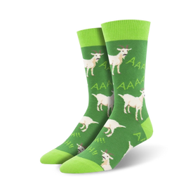 screaming goats goat themed mens green novelty crew socks