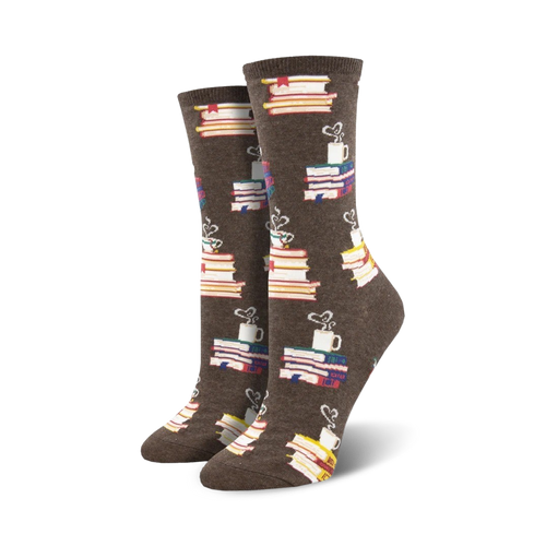 Lifestyle shot of a person wearing the brown 'Love Stories' socks.