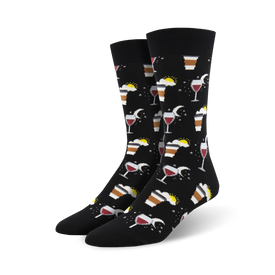all in a day's work alcohol themed mens black novelty crew socks
