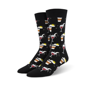 all in a day's work alcohol themed mens black novelty crew socks