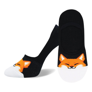 fox fox themed womens black novelty liner socks