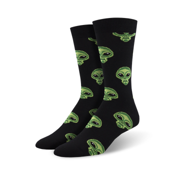 area 51 bamboo alien themed mens black novelty crew socks