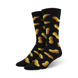 go nuts! bamboo peanuts themed mens black novelty crew socks