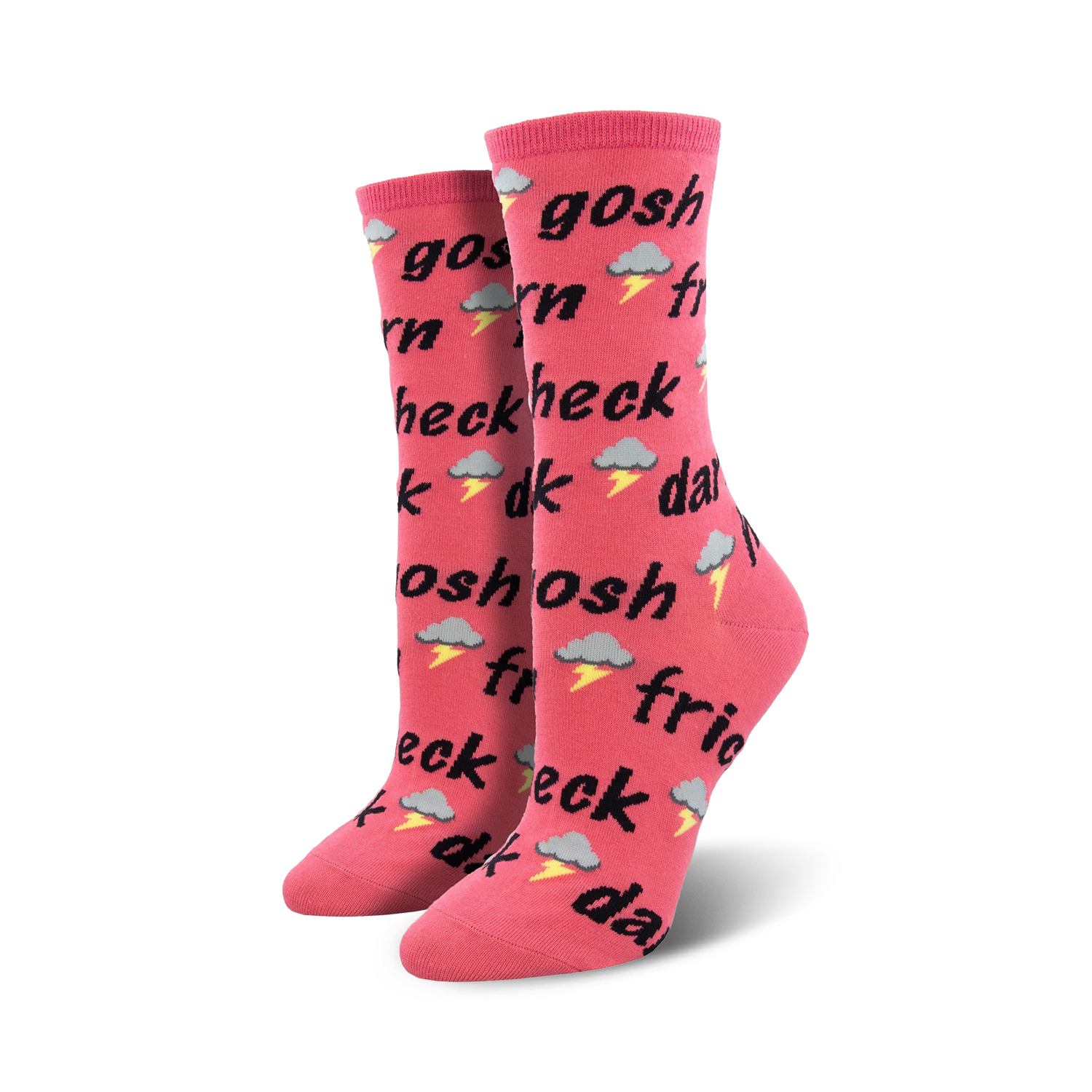Lifestyle shot of a person's feet wearing the 'I Swear' socks. The socks are the focus.