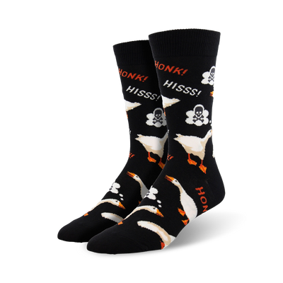 black goose design mens socks with fun faces.  