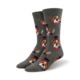dapper dog dog themed mens grey novelty crew socks