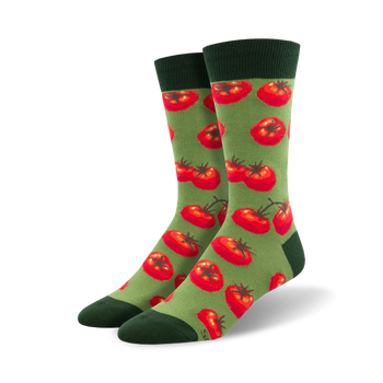 toe-may-toes gardening themed mens green novelty crew socks