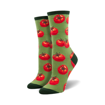 toe-may-toes gardening themed womens green novelty crew socks