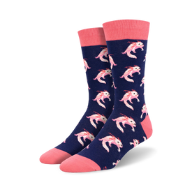 axolotl axolotl themed mens blue novelty crew socks