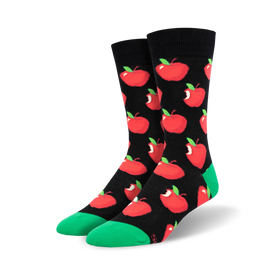apple of my eye apple themed mens black novelty crew socks