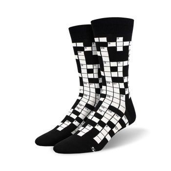 sunday crossword crossword themed mens black novelty crew socks