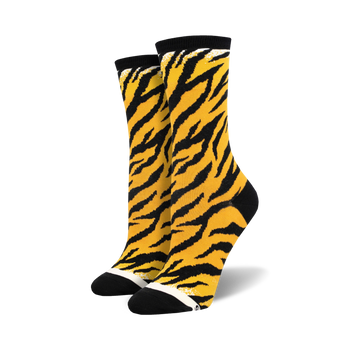 tiger stripes tiger themed womens orange novelty crew socks