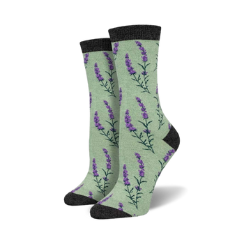 lovely lavender bamboo lavender themed womens green novelty crew socks