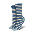 Detail of the top edge showing the rolled cuff design on the dark grey striped socks.