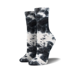black_and_white_tie-dye_crew_socks_for_women  