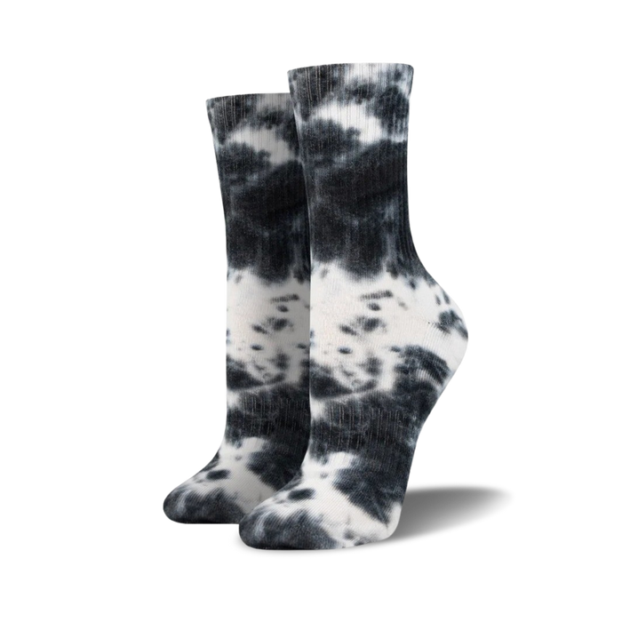 black_and_white_tie-dye_crew_socks_for_women  