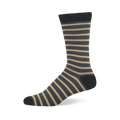 Close-up detail of the ribbed dark green cuff and the black body with light grey stripes on the sock.