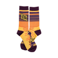 Crew socks in yellow, orange, and purple. Features a sunset stripe design, palm tree graphic, and 'Gettin' Shit Done' text.
