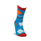 Close-up image of a person wearing one 'Awesome Teacher' sock, showcasing the design details on the leg.