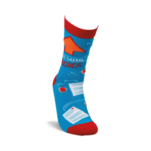 A blue sock with the text 