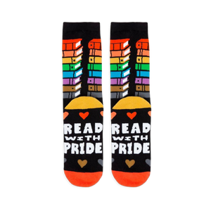 Close view of the floating heart pattern on the foot, showing small hearts knit in purple, grey, orange, and green.