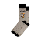Lifestyle shot of 'Deez Nuts' socks on a person's feet, showcasing how they look when worn.