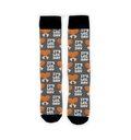 Close-up view of 'It's Leg Day' socks showing the detailed design and fabric texture.