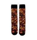 Flatlay showcasing a pair of 'Autumn Leaves' socks, highlighting the fall-themed design.