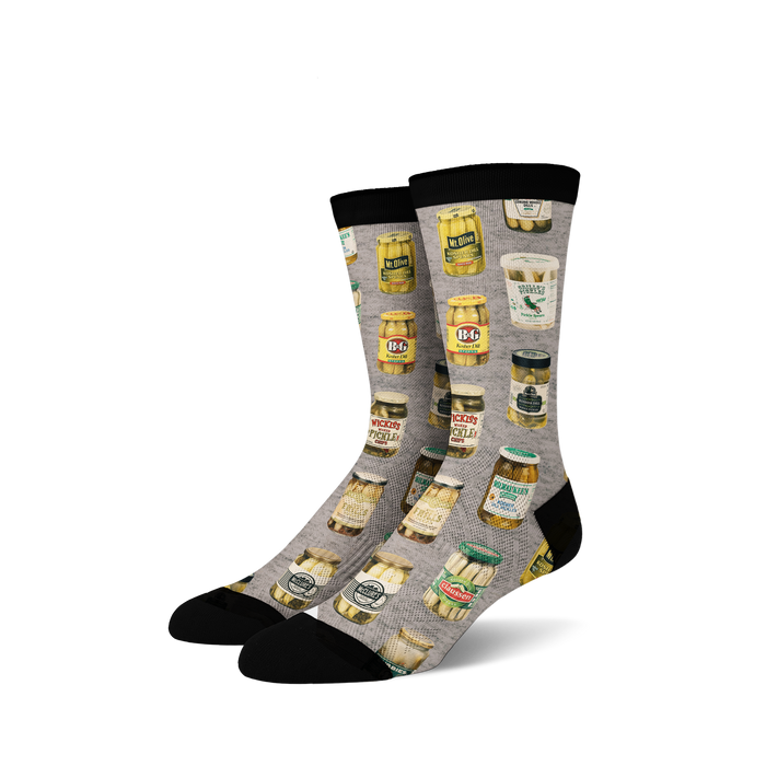 Flat lay product shot of two Pickle Jar socks, showcasing the full design.
