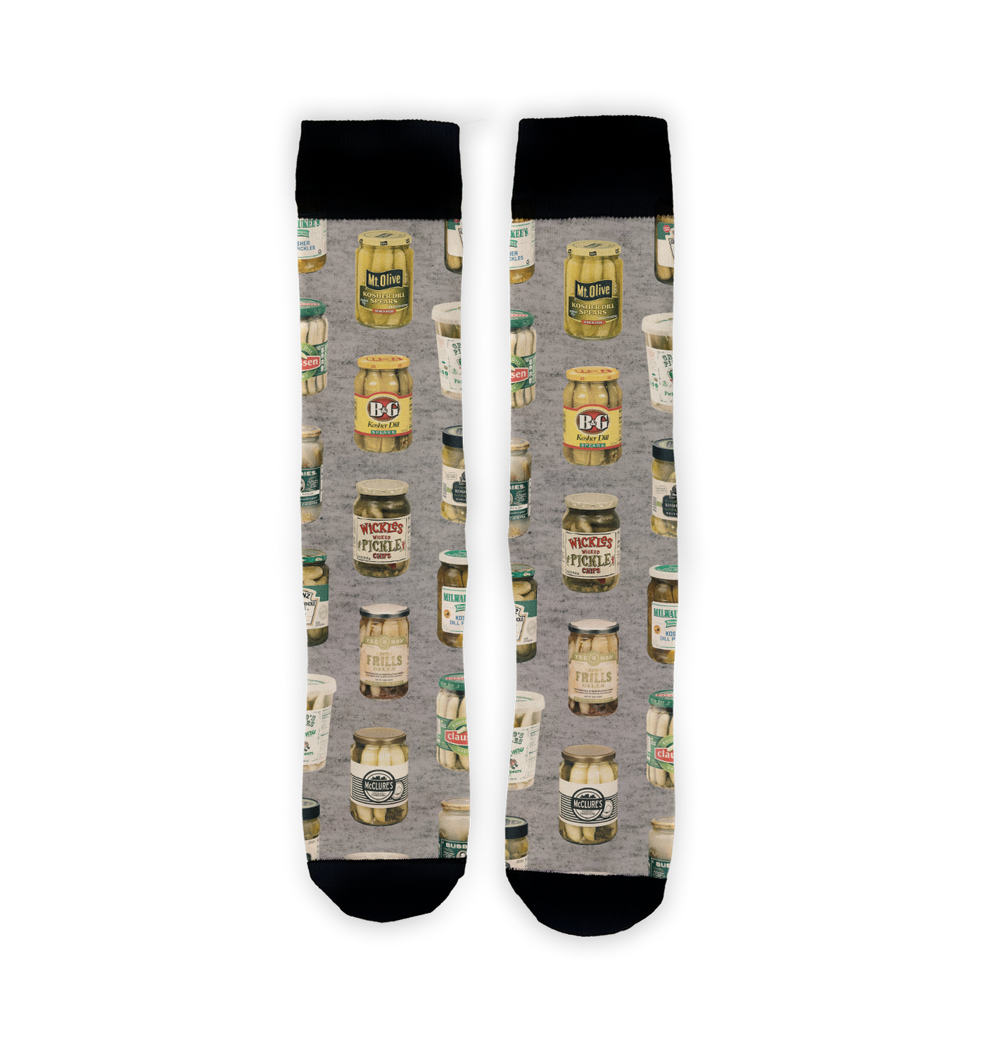 Another flat lay product shot of two Pickle Jar socks, this time from a slightly different angle.