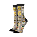 Close-up of Pickle Jar socks showing the detail of the pickle jar illustrations.