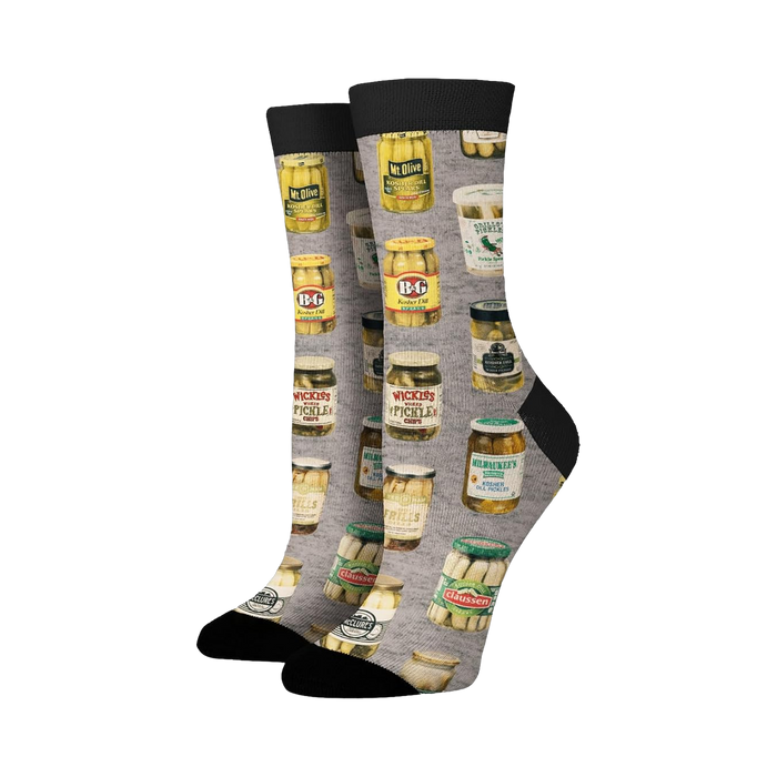Close-up of Pickle Jar socks showing the detail of the pickle jar illustrations.