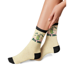 Another lifestyle shot of a person wearing the 'I'm Kind of a Big Dill' socks, emphasizing the fit and design.