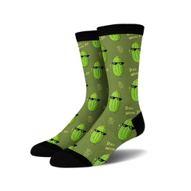 dill with it pickles themed mens & womens unisex green novelty crew socks