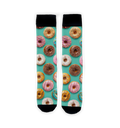 Close-up shot of the donut socks, highlighting the vibrant colors and details of the donut design.