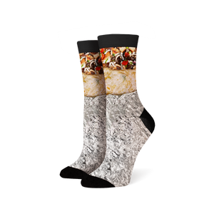 Close-up product shot of a pair of burrito socks.