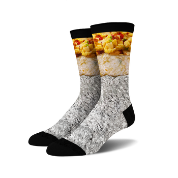 breakfast burrito 360 burritos themed mens & womens unisex multi novelty crew socks