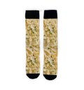 Close-up detail shot highlighting the Alfredo Pasta print on the socks.