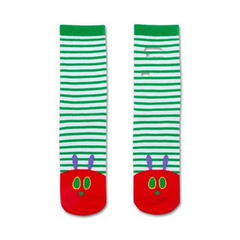 the very hungry caterpillar art & literature themed mens & womens unisex green novelty crew socks