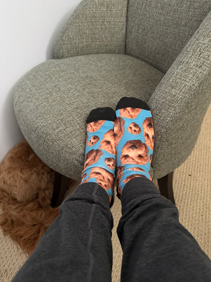 Sockologie custom socks customer photo Barbara