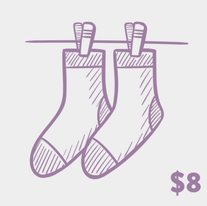 Close-up showing the subtle color variation and hand-drawn style of the Mystery Socks.