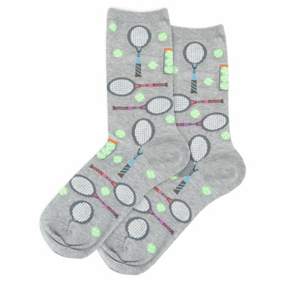 tennis rackets tennis themed womens grey novelty crew socks